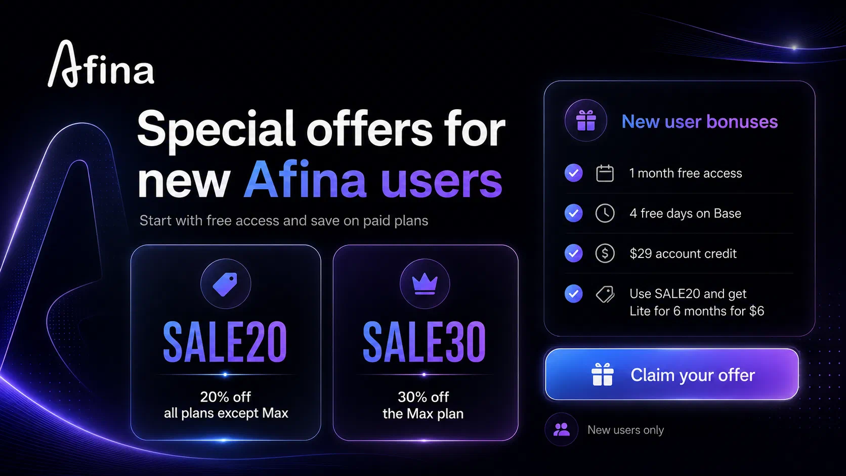 Afina Browser discounts and free offer for new users